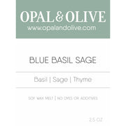 Signature Wax Melt Flameless Candles Opal & Olive Blue Basil Sage  