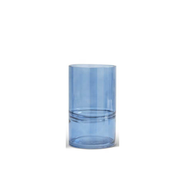 Blue Glass Cylinder Vases w/Inlayed Strips  K&K 8"  