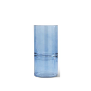 Blue Glass Cylinder Vases w/Inlayed Strips  K&K 9.75"  