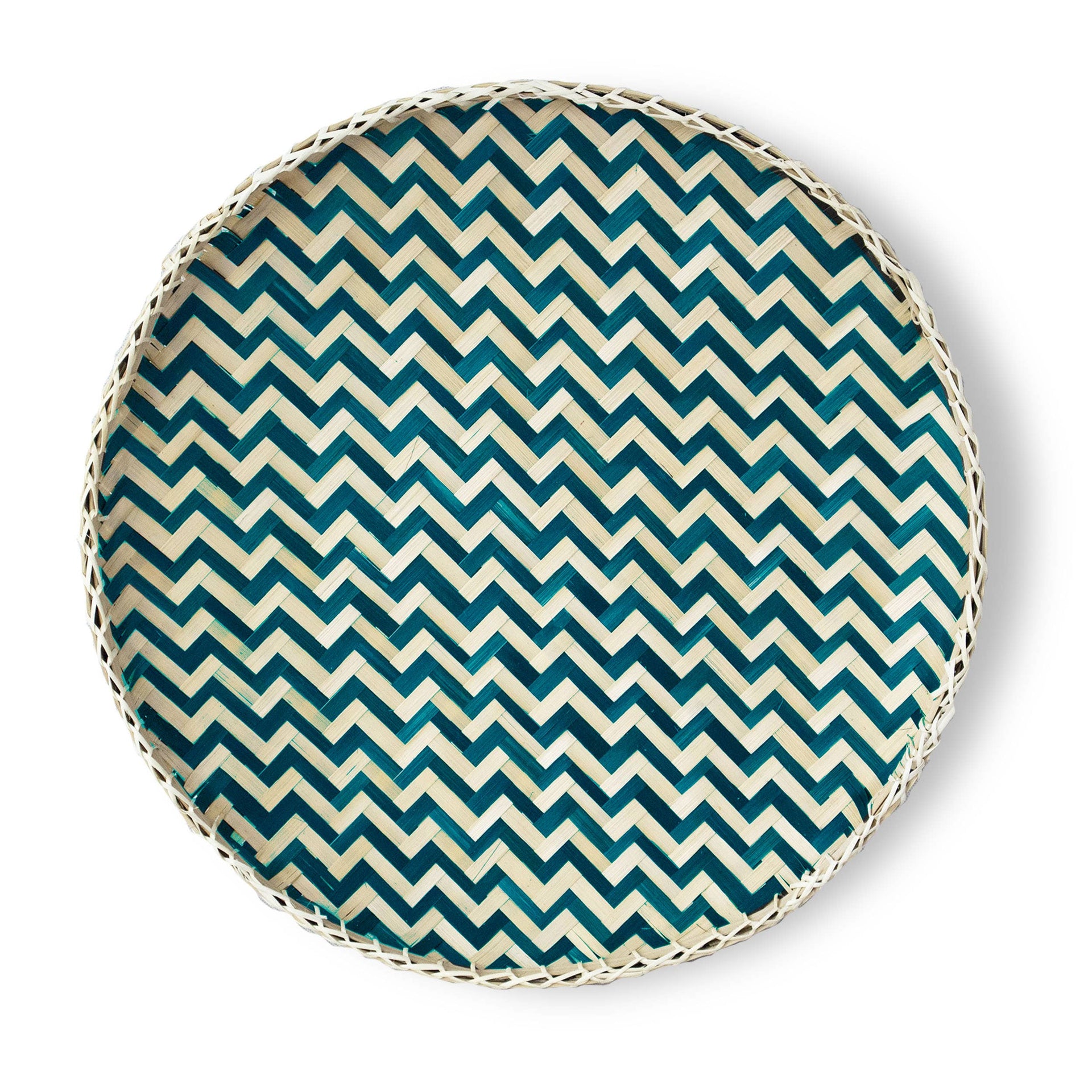 Bamboo Woven Round Basket Tray-Large  MadeTerra   