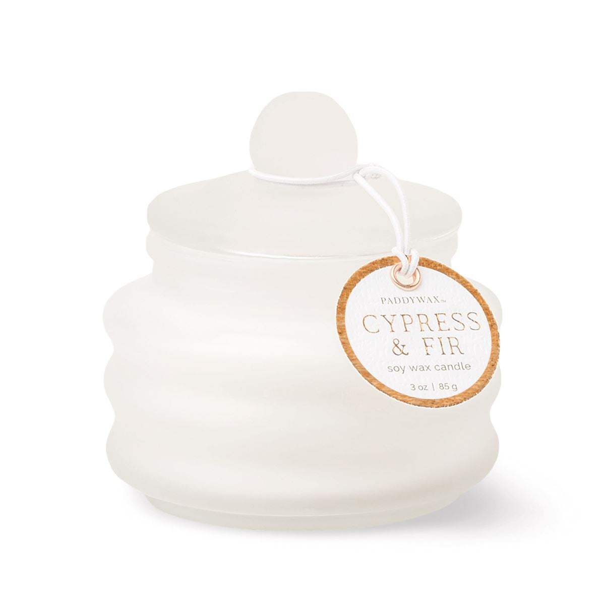 Beam - Cypress & Fir 3 Oz Frosted White Lidded Paddywax Winter Scents Paddywax   