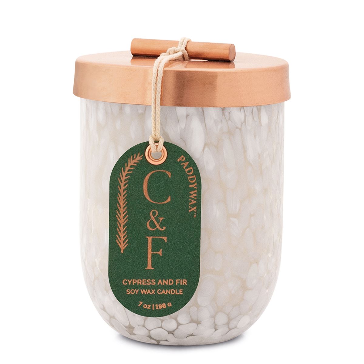 Cypress & Fir 7oz White Cheena Glass Candle  Paddywax   