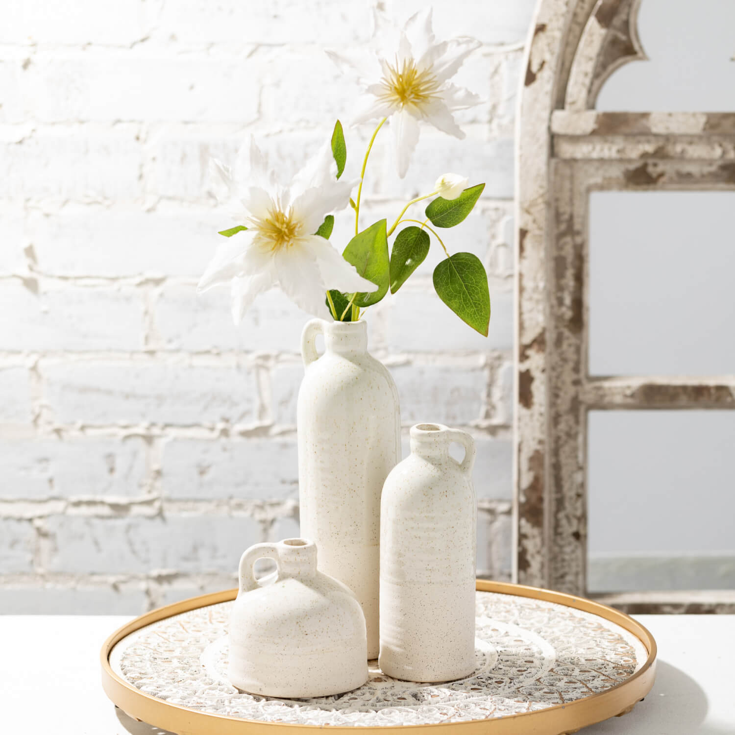 Cream Bottle Vases Set/3  Sullivans   