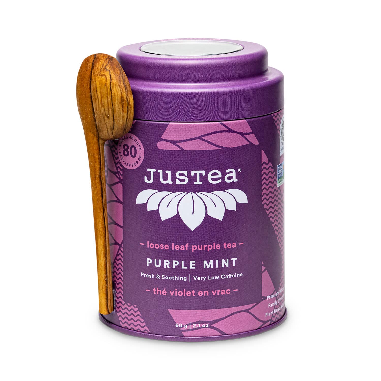 Purple Mint Tin with Spoon - Organic, Fair-Trade, Purple Tea  JusTea   