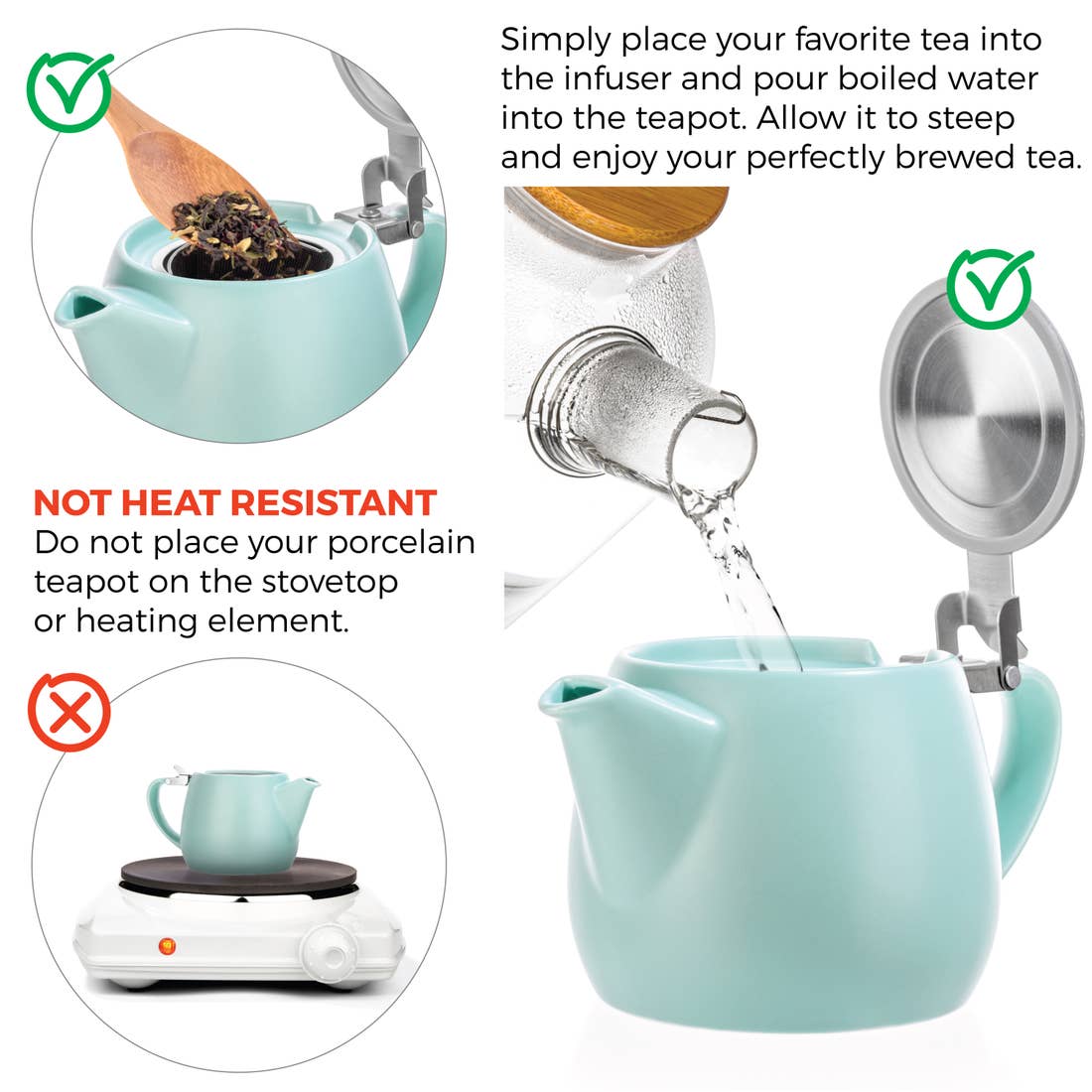 Pluto Turquoise Porcelain Teapot 18.2oz  TEALYRA   
