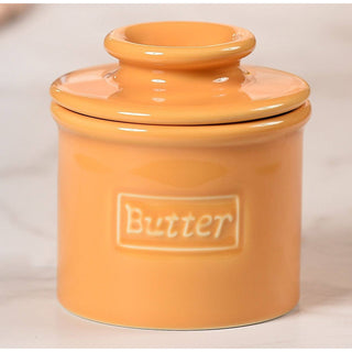 Butter Bell Crock ceramic butter dish, Café Collection, golden yellow with lid and embossed Butter label