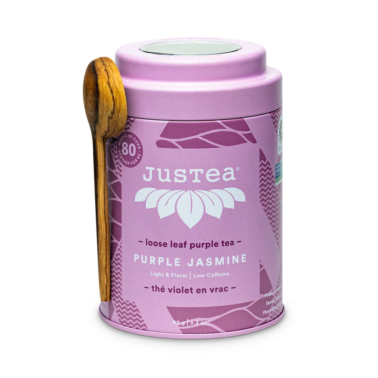Purple Jasmine Tin with Spoon -Organic Fair-Trade Purple Tea  JusTea   