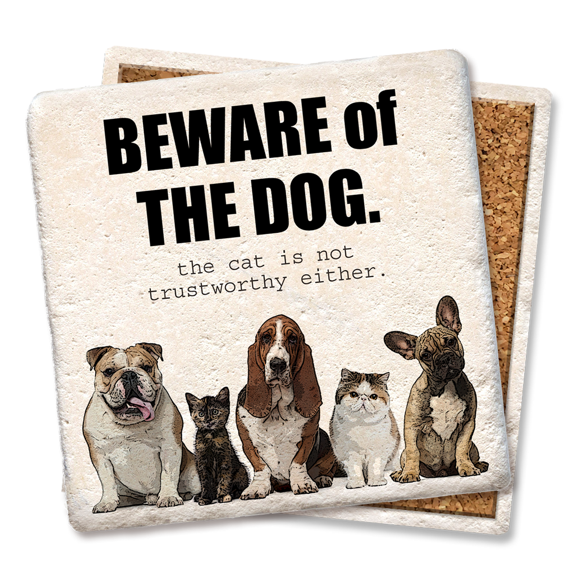 DRINK COASTER BEWARE OF THE DOG  Tipsy Coasters & Gifts   
