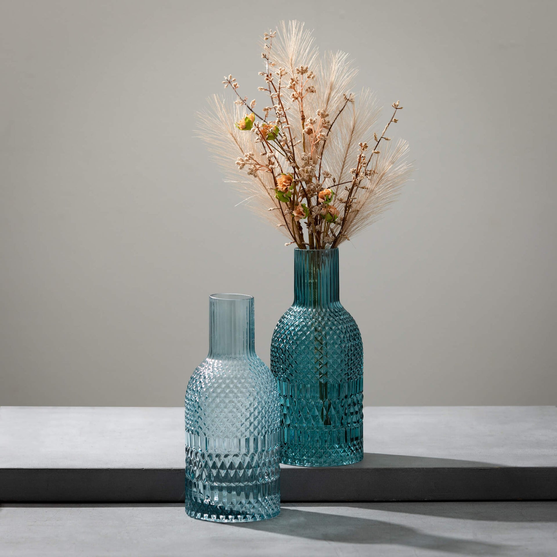 Turquoise Blue Faceted Bottle Vase  Sullivans   