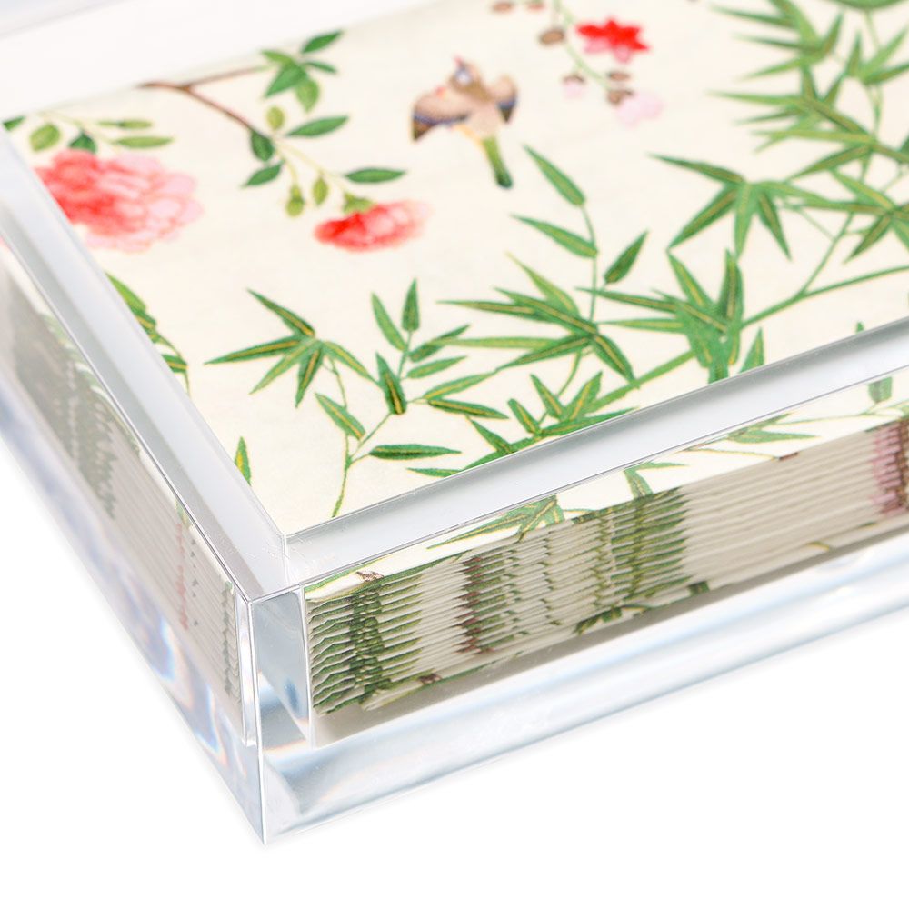 Caspari Acrylic Guest Towel Holder Clear Opal Olive – Opal