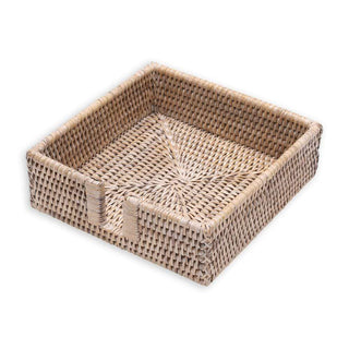 Rattan luncheon napkin holder, bleached natural color, Caspari