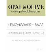 Signature Wax Melt Flameless Candles Opal & Olive Lemongrass + Sage  