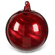 Round Red Glass Ornament w/Ribbon Swirl  K&K   