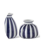 Blue & White Vertical Striped Porcelain Vase  K&K Small  